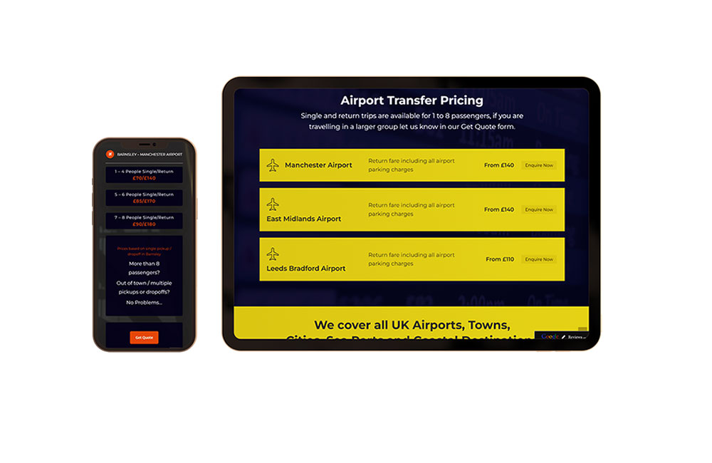 Taxi Booking Website Barnsley, Designed by Be Designs